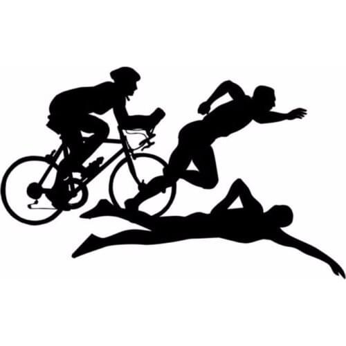 Car Stickers Interesting Triathlon PVC Car Decoration Stickers Creative Waterproof Cover Scratch Black/white, 13cm*8cm