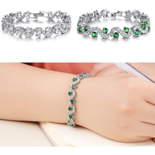 Cyue 3 Color Ladies Fashion Bracelet With Pave AAA Zircon Copper Rhodium-Plated For Women Jewelry