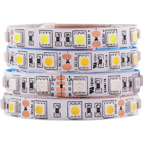 DC 12V 5050 Led Strip Light 5m RGB/Natural White/Warm White 60LEDs/m Flexible LED Tape Lights High Brightness Lights Decoration