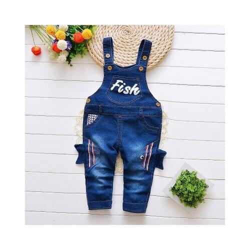Spring Autumn Baby Boys Denim Overalls Letter Print Baby Girls Boys Jeans Rompers Bib Preschool Children Jeans Jumpsuits Clothes