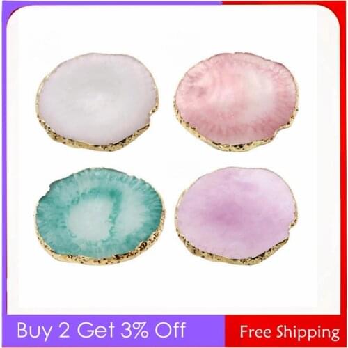 Natural Resin Agate Nail Art Display Showing Shelf Board Nail Salon Tools Color Mixer Mixing Palette Holder Drawing Plate
