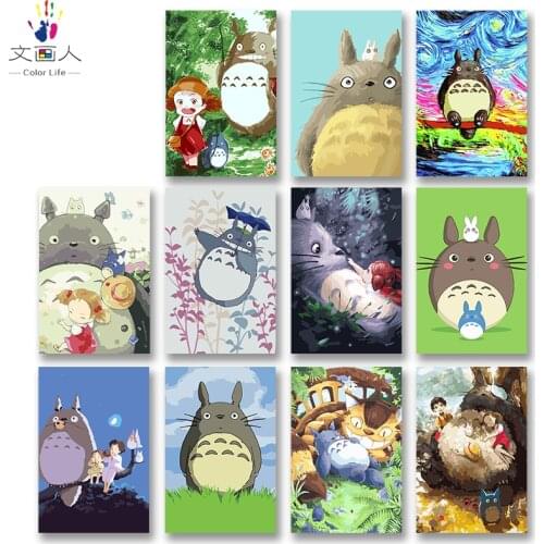 DIY colorings pictures by numbers with colors Hayao Miyazaki My Neighbor Totoro picture drawing painting by numbers framed Home