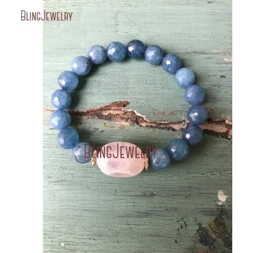 Statement Bracelet Healing Stone Agates Bracelet Rose Quartzs Nugget Bracelet BM20455