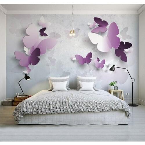 European style 3D stereo sofa sofa bedroom restaurant wall wallpaper large mural wallpaper elegant and elegant butterfly