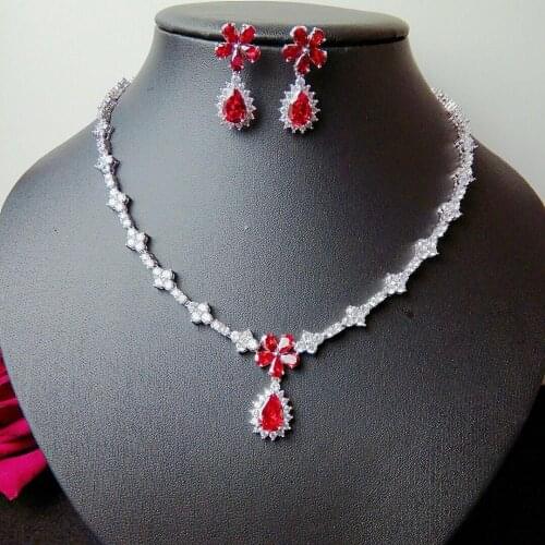 HIBRIDE Gorgeous Flower Jewelry White Gold Color AAA Cubic Zircon Wedding Jewelry Sets For Lover Brides Popular Jewelry N-875