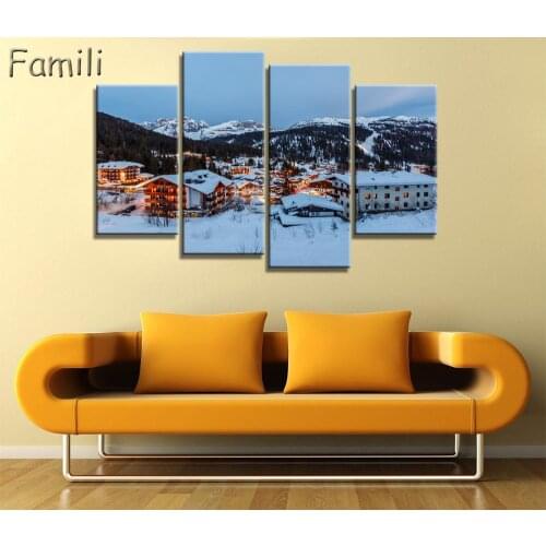 Italy Canvas Painting Wall Art Landscape 4pcs Prints Home Decor Picture Panels Poster For Linving,art painting