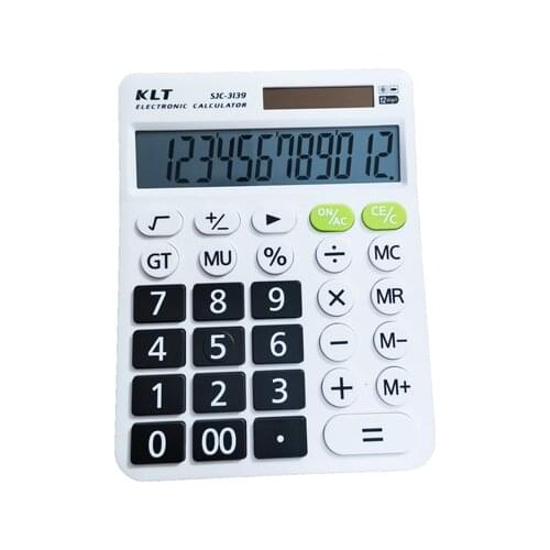 KLT SJC-3139 Multi Function 12 Bit Large Screen Dual Power Calculator Plastic Button Business Office Solar Calculator