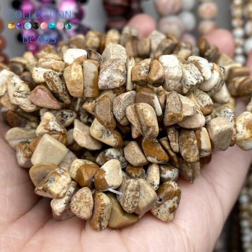 Natural Irregular Picture Jaspers Stone Loose Spacer Round Bead For Jewelry Making DIY Bracelets Accessories Wholesale 15