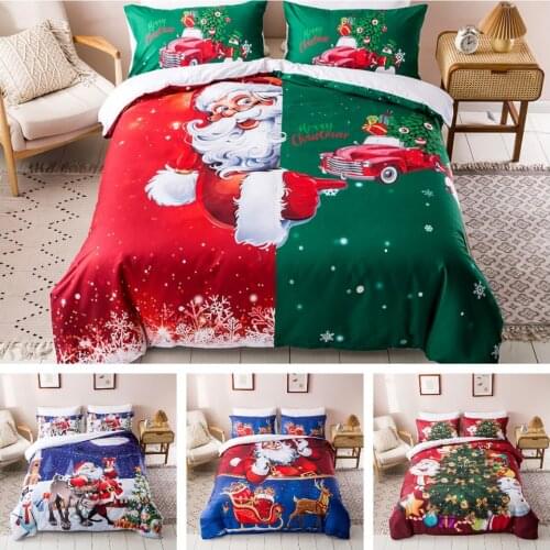 2 or 3pcs Bedding Set Christmas printing soft Duvet Cover Sets with Zipper Closure 1 Quilt Cover + 1/2 Pillowcases US/EU Size