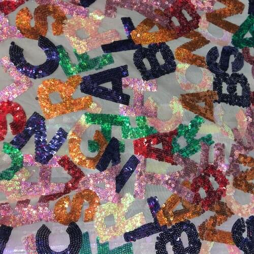 LASUI 1 yard=1piece 2019 W0138 DIY skirt dress accessories Multicolo shiny 3 styles English alphabet embroidery mesh lace fabric