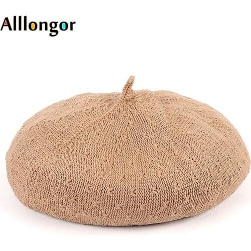 Summer Beret Hats For Women 2021 Flat Cap Knitted Hats Lady Girl Berets Hat Bone Female Tocas Painter Hat sun cap