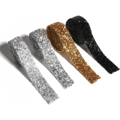 1Yard Crystal Motif Strass Hot Fix Rhinestone Tape Applicator Ribbon Lace Trim Iron On Appliques For Wedding Dress Decoration