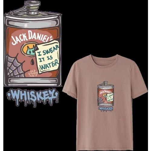 Fashion Water Bottle Patch Cans Heat Transfer Stickers For Clothing Diy Girl T-Shirt Patch Applique On Clothes Ironing Stickers