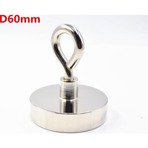 D60mm strong powerful round neodymium Magnet hook salvage magnet sea Fishing equipments Holder Pulling Mounting Pot with ring