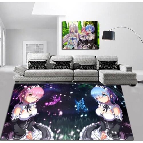 Cartoon Re: Zero Starting Life in Another World Rem Doormat Rug Floor Carpet Bedroom Living Non-slip Mat Kids Boy Anime Gift
