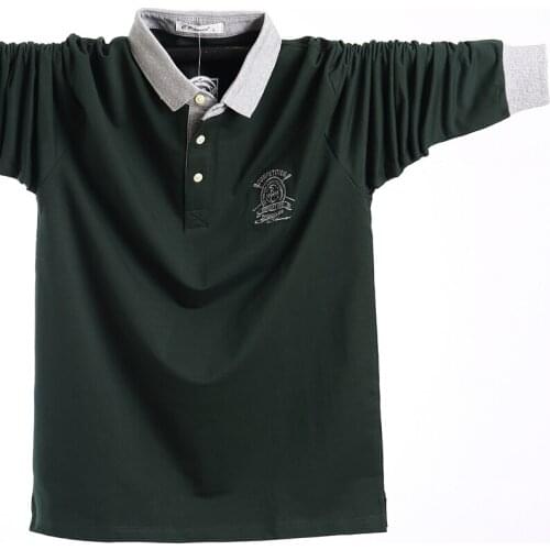 Plus size 5XL-L Men Polo Shirt Mens Business Work Casual Cotton Male Top Tees Autumn Long Sleeve Turn-down Collar Polo Shirts
