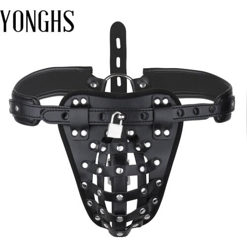 Mens Lingerie Leather Panties Basket Jockstrap G-string Open Butt Sex Underwear with O-ring Locks Front Basket Bulge Pouch
