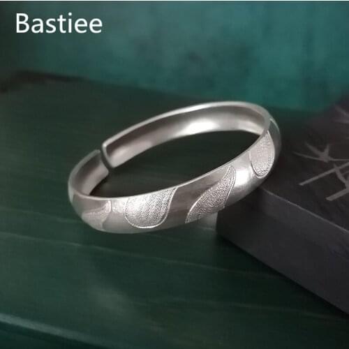 Bastiee Water Wave 999 Sterling Silver Bangle Men Bracelet For Women Thick Silver Bangles Hmong Handmade Luxury Jewelry Vintage