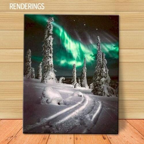 DIY Oil Painting By Numbers Art Landscape Snow With Frame Canvas For Adults Kits Drawing Picture Coloring By Number Decoration