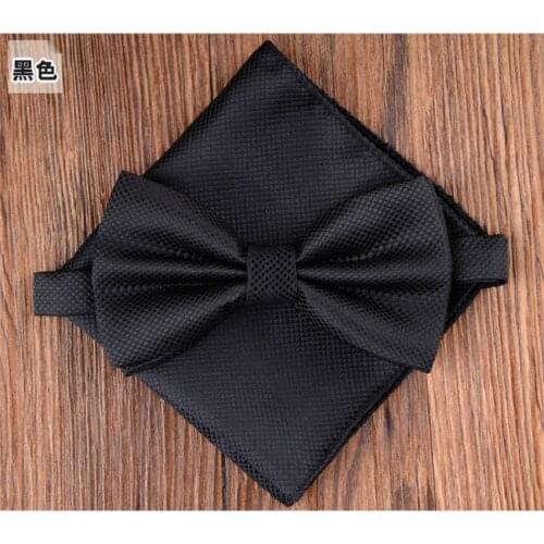 Bow Tie Set Fashion Ties for Men Pocket square Solid color party Butterfly Business Bowtie Handkerchief