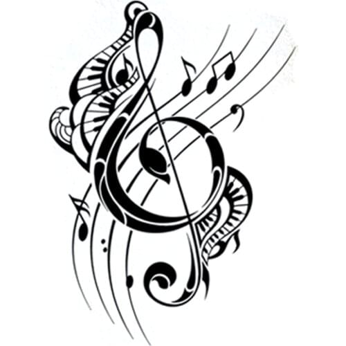 Car Stickers Fashion Music Notes Silhouette PVC Car Decoration Accessories Decals Creative Waterproof Black/white,18cm*13cm