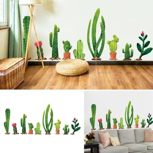 Wall Stickers 2pcs Fresh Cactus Green Plant Decal Mural Art Vinyl Decals Home Decor