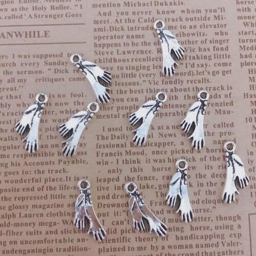 Wholesale 24pcs Charms gloves 21x10mm Tibetan Silver Plated Pendants Antique Jewelry Making DIY Handmade Craft