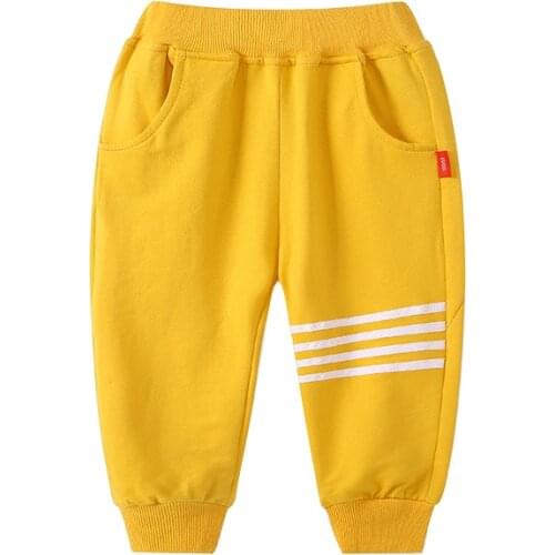 Striped Cotton Blend Pants for Boys Elastic Waist Trousers for Girls Toddler Kids Childrens Clothing Clothes Outwear