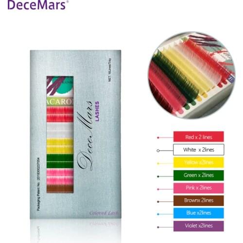 DeceMars eyelash extension colorful lash 16lines one tray mixed color for lash salon use rainbow eyelash extensions JBCD curl