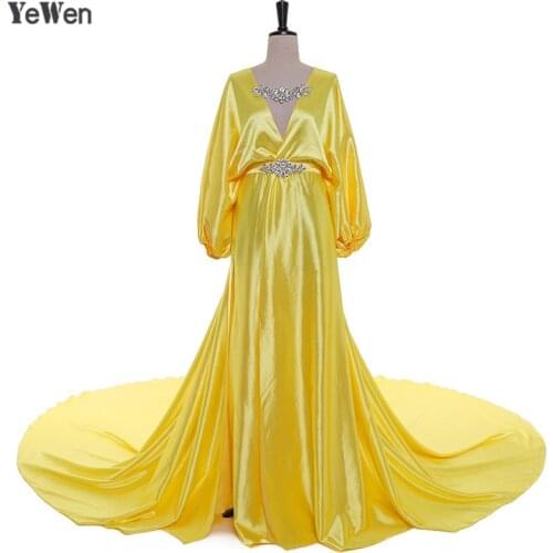 1M Train Sexy Maternity Dress V Neck Silk Satin Crystal Yellow Blue Beach Party Photography Dresses 2021 Baby Shower Gowns