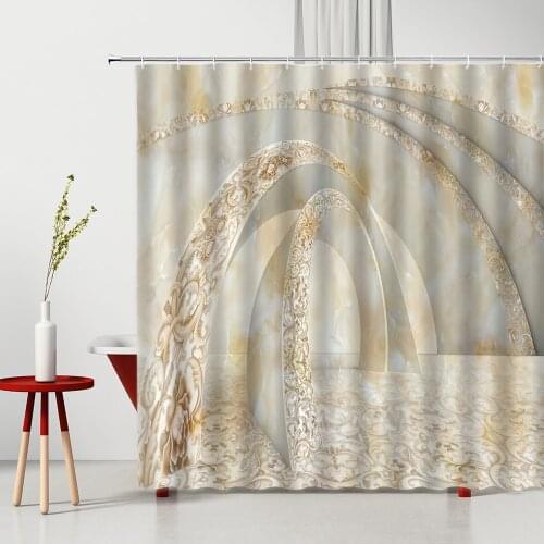 Marble Pattern Shower Curtain Personality Originality Geometry Luxury Curtain Bathtub Decoration Waterproof Polyester Fabric