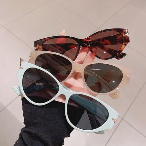 SO&EI Retro Cat Eye Women Sunglasses Fashion Jelly Tea Dark Green Eyewear Trending Men Shades UV400 Round Leopard Sun Glasses