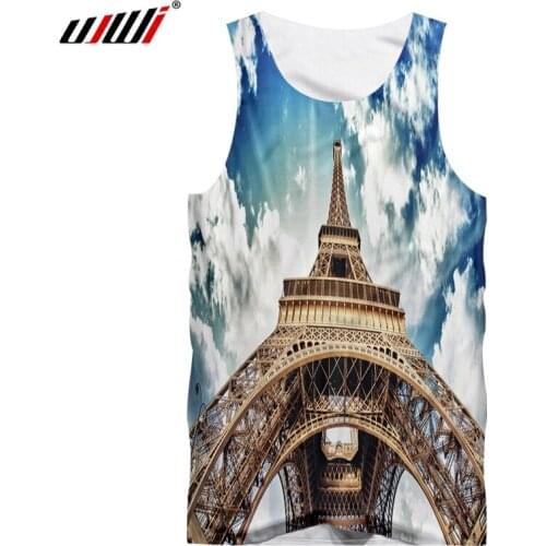 UJWI Adult Vest New 3D Print The Iron Tower Under The Sky Streetwear Big Size Attire Hombre Spring Tank Tops Wholesale