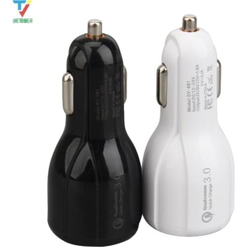 Universal QC3.0 Car Charger Quick Charge 3.0 Dual 3.1A USB Fast Charging For iPhone Xiaomi Samsung Mobile Phone Tablet 50pcs