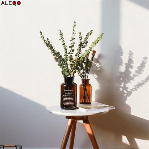 Modern Minimalist Chic Glass Storage Jar Scandinavian Nordic Brown Desk Storage Bottle Organizer Flower Container Decor