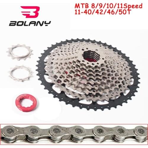 BOLANY MTB Bike Cassette 8/9/10/11speed 11-40/42/46/50T Mountain Bike Sprocket Derailleur Bicycle Chain Fit Shimano/SRAM