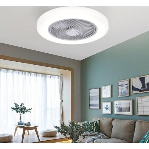 Smart ceiling fan fans with lights remote control bedroom decor ventilator lamp 52cm air Invisible Blades Retractable Silent