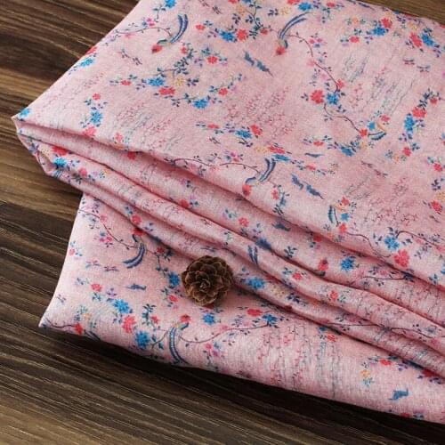 High grade pinkbird ramie printed cotton fabric Wedding Dress Tulle Skirt Material fabrics for patchwork kumas telas por metros