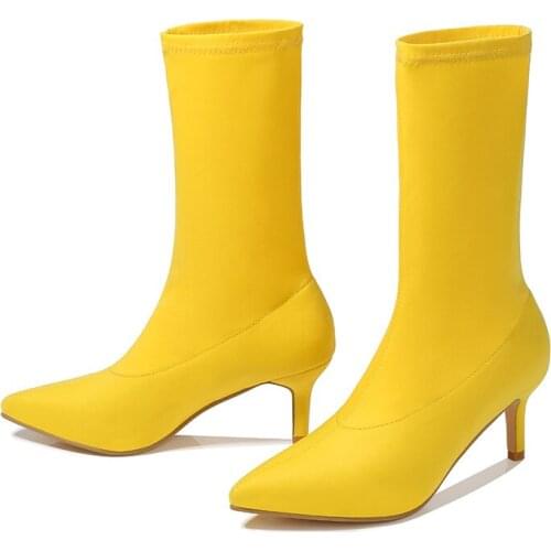 Women Boots Fashion Pointed Toe Fine Suede Sexy Boots Overshoes High Heel Female Boots Botines Mujer botas mujer invierno W22-62