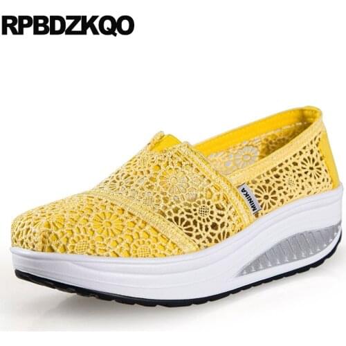 Yellow Creepers Platform Flats Latest Fitness Women Swing Hollow Out Mesh Breathable Cheap Shoes China Beautiful European Drop