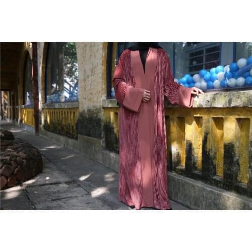 Luxury Muslim Velvet Abaya Pleated Dress Cardigan Tunic Long Robe Gowns Kimono Jubah Ramadan Arabic Turkish Thobe Islamic Prayer