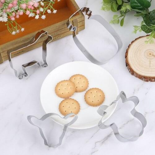 1PC 3D Cookie Cutter Set Cow Head Milk Bottle Shaped Farmhouse Mold Stainless Steel Kitchen Baking Pastry Cake Decorating Tools