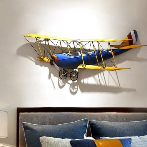 Retro 3D iron wall decoration coffee shop bar plane shape wall hanging kids room decoration habitacion vintage home decor