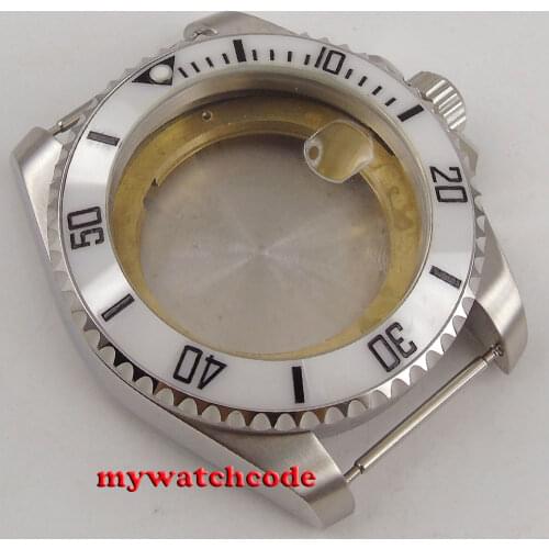 43mm sapphire glass ceramic white bezel Watch Case fit ETA 2824 2836 MOVEMENT