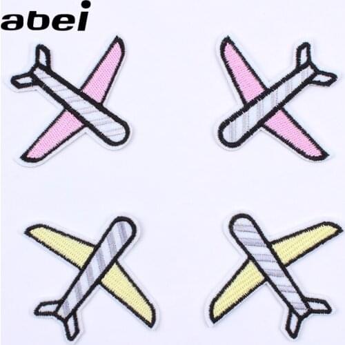 5pcs Quality Cartoon Plane Appliques Diy Garments Badge Iron On Sew On Jeans Patches Garment Patch Jeans Backpack Stickers