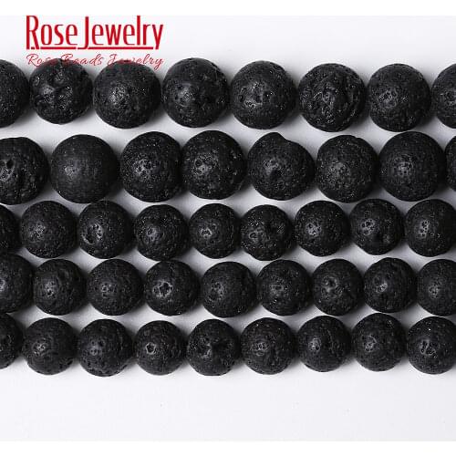 Free Shipping Natural Stone AAA Quality Volcano Lava Round Loose Beads 15" Strand 4 6 8 10 12 14MM Pick Size For Jewelry Making