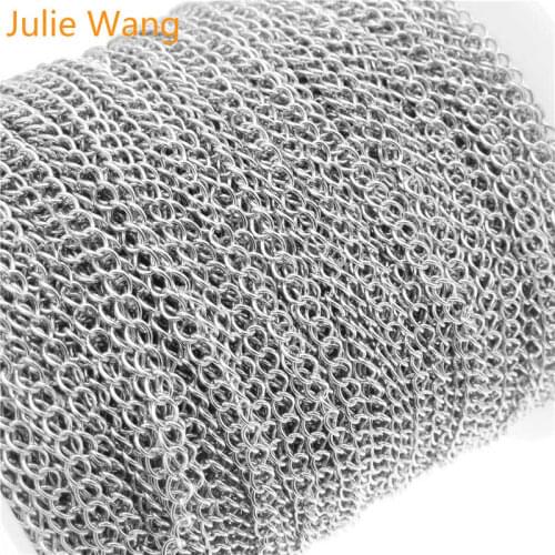 Julie Wang 1 Meter Stainless Steel Link Chain Gold White K Color Necklace Bracelet Anklet DIY Jewelry Making Accessory