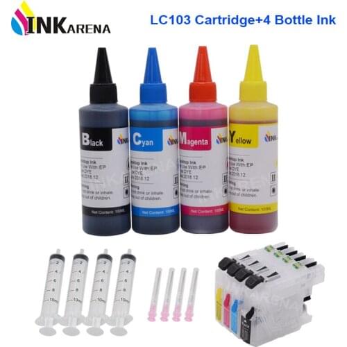 INKARENA Bottle Ink 400ml + LC103 XL Printer Ink Cartridge For Brother LC 103 101 105 107 109 MFC J6520DW J6720DW J6920DW J285DW