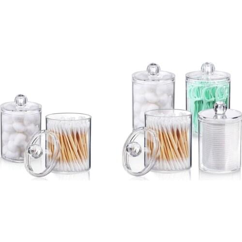 Qtip Holder Dispenser for Cotton Ball, Cotton Swab Apothecary Jar with Lids for Bathroom Canister Storage Organization