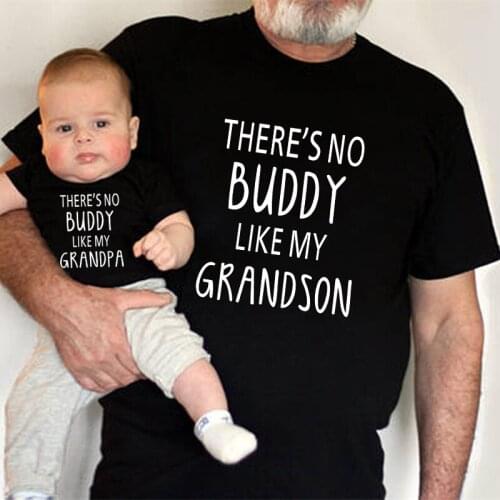 Family Macthing Tshirts Theres No Buddy Like My Grandpa/Grandson Black Cotton Grandpa and Grandson Tops Fathers Day Outfits